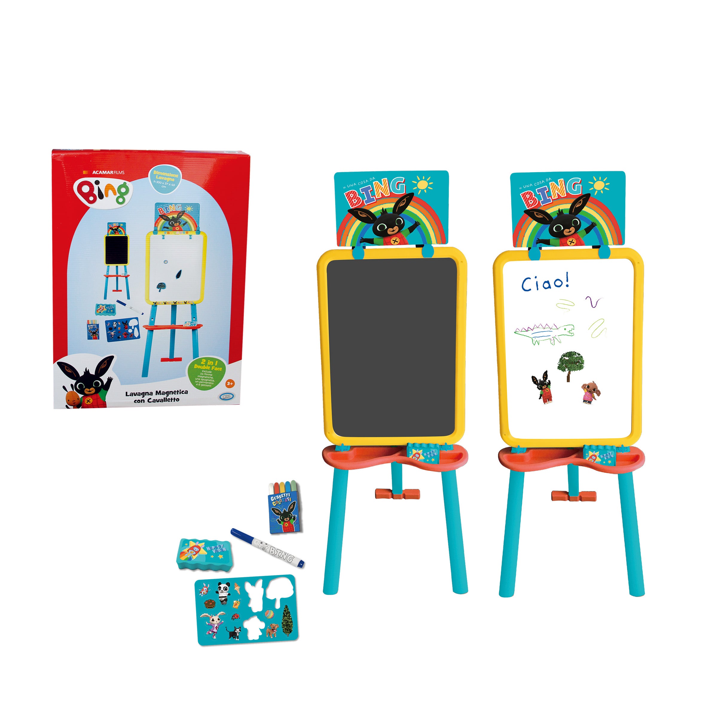 Lavagna magnetica con cavalletto di Bing